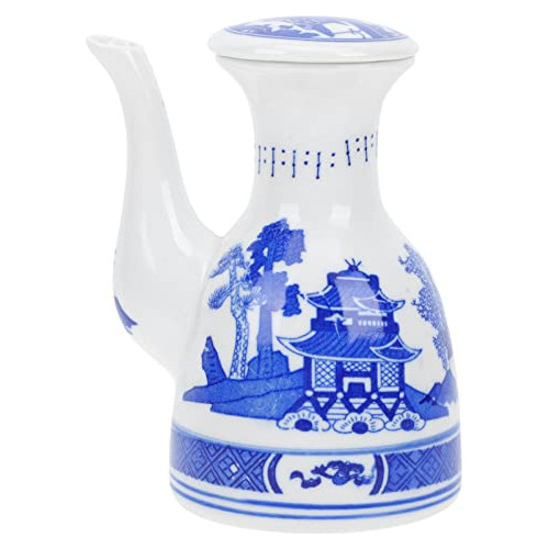 Tarro De Vinagre De Porcelana Azul Y Blanca, Botella De Acei