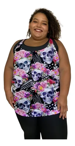 Regata Feminina Plus Size Estilosa Dry Fit Academia Blusa