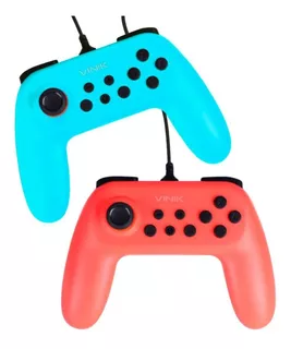 Kit Com 2 Controles Para Nintendo Switch C/ Fio Usb Ns Color