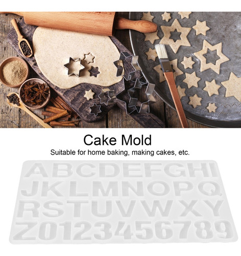 Molde De Silicona Con Patrón De Letras Y Números En Inglés P
