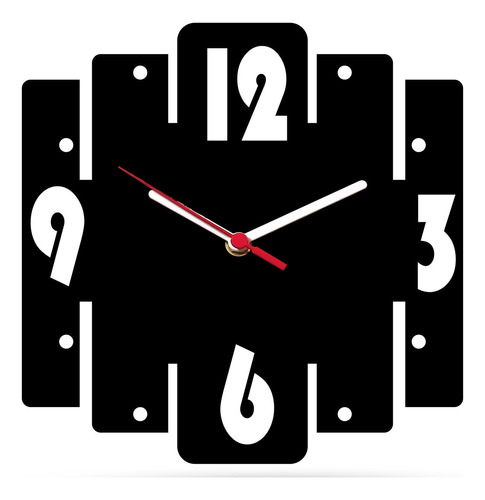 Relógio De Parede Retro Mdf Preto 25x25cm Quartz Tic Tac