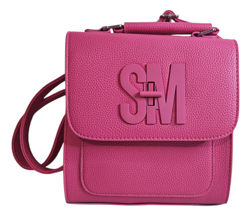 Bolsa De Dama Sm; 2 En 1 Crossbody Y Mochila. Rosa Chicle Lisa Níquel Rosa Chicle