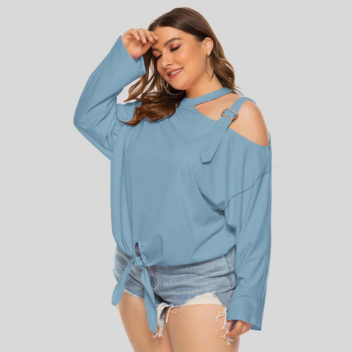 Blusas Femininas P Clássicas Plus Size, Cor Sólida, Mangas C