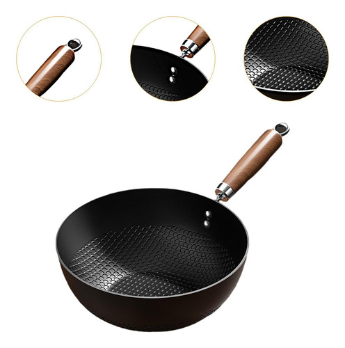 Trabalho De Ferro Wok Chinês, Fácil De Limpar, 22cm
