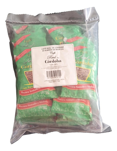 Café Real De Córdoba Tostado Y Molido Bolsa Con 20 Sobre 50g