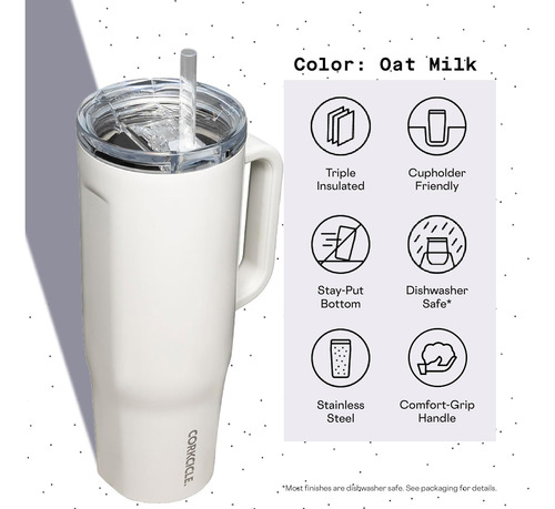 Taza Térmica Corkcicle Cruiser 40 Oz, Aislante, Con Asa Y Po