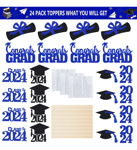 Centros De Mesa De Fiesta De Graduación Azules Para Mesas 20