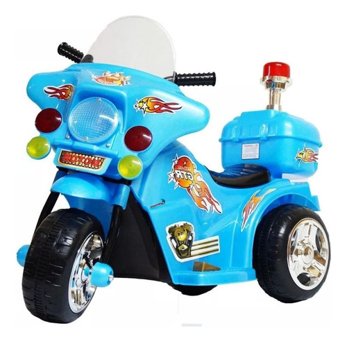 Mini Moto Elétrica Triciclo De 02 A 05 Anos Infantil Policia Cor Azul Voltagem do carregador Bivolt