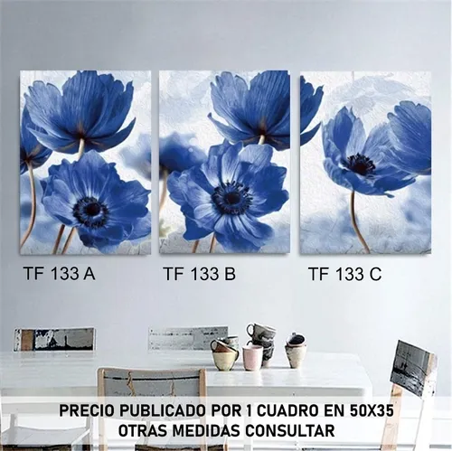 Cuadros Tripticos De Flores Impresos En Tela En Bastidor Cuadros Tripticos De Flores Impresos En Tela En Bastidor