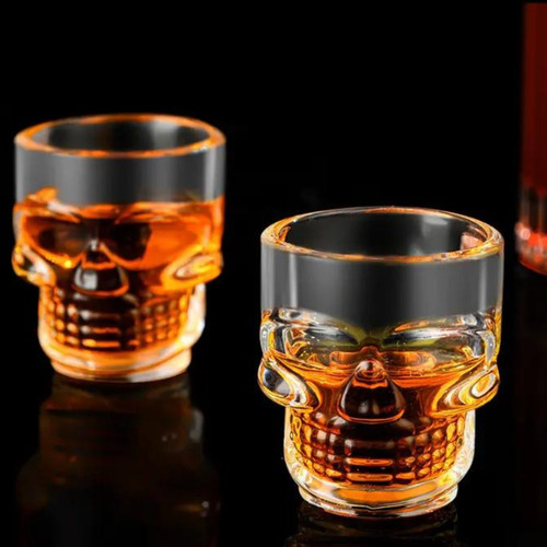 Kit Conjunto 6 Copos De Vidro Caveira Shot Dose Drink 45ml Cor Transparente