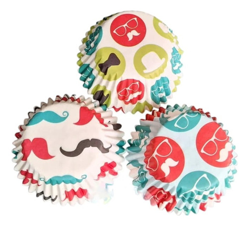 * 75 Capacillos Papá Bigotes Cupcake Fondant Panquecitos