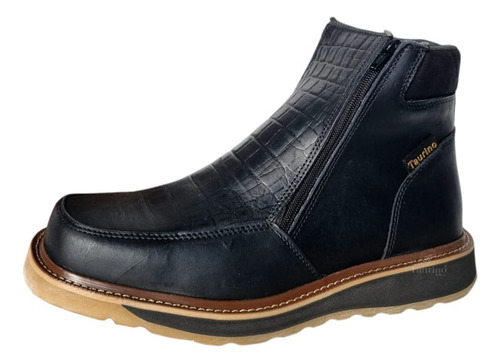 Botin Macho Doble Cierre Grabado Cocodrilo 100% Piel