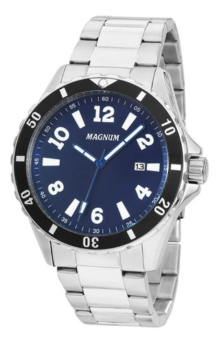 Relógio Magnum Masculino Analógico Prateado Sports MA35002F