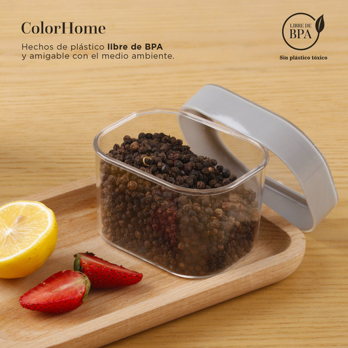 Juego De Contenedores Recipientes Herméticos 5 Piezas De Plástico Y Apilables Sin Bpa Resistentes A Manchas Y Olores Para Alimentos Cocina Colorhome