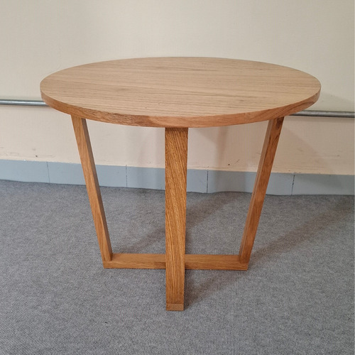 Mesa Ratona Arrime Madera Maciza Roble Y Simil Marmol Living Paraíso
