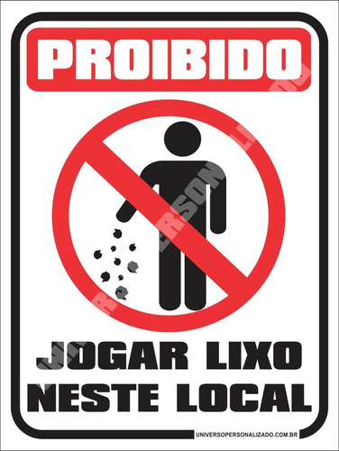 Imagem 1 de 3 de Adesivo Proibido Jogar Lixo Neste Local Sinalização 15x20cm