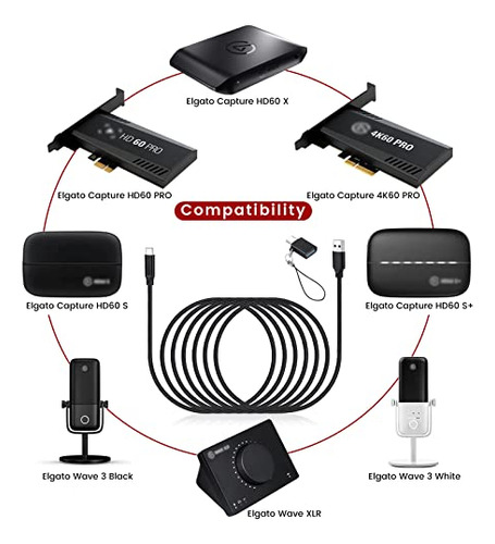 Cable Usb C Weishan Para Captura De Juegos Elgato Hd60 S+, H
