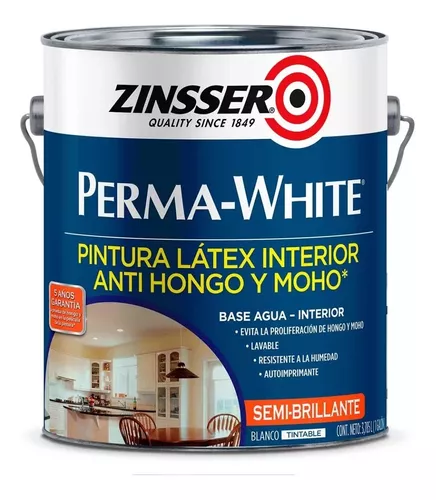 Pintura Latex Interior Perma-white Blanco Anti-moho 3.785l