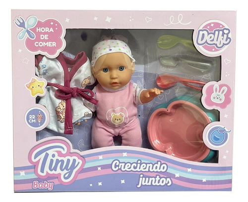 Tiny Bebe Delfi Hora De Comer 22 Cm Con Accesorios Cod 53726