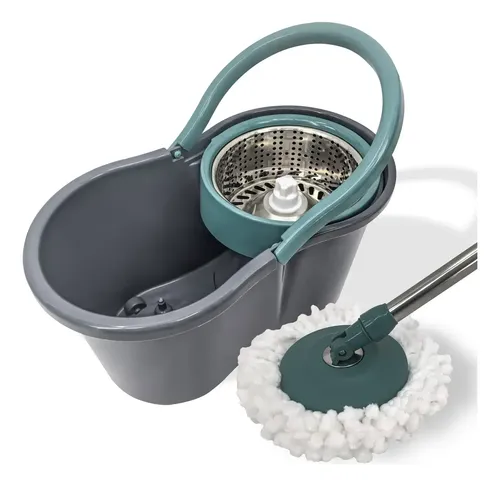 Esfregao Mop Giratorio 8 Litros Cesto Inox 2 Refil Pro Unica