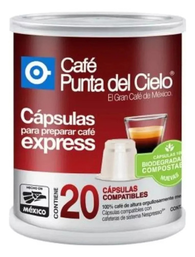 Capsulas Punta Del Cielo Express Nespresso 20 Caps Espresso Tipo Express
