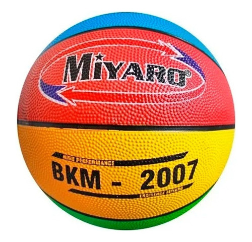 Balón Básquetbol Multicolor Bkm-2007 Hule No. 7 Miyaro Color Azul/Rojo/Amarillo/Verde
