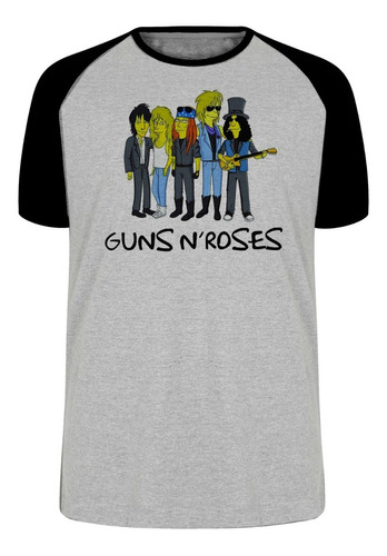 Camiseta Luxo Simpsons Guns In Roses Banda Rock Musica Bart