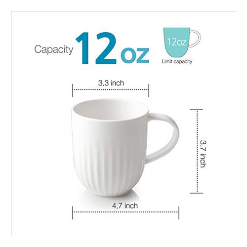 Tazas Caf Porcelana Plisadas 12oz Set 6 (blanco )