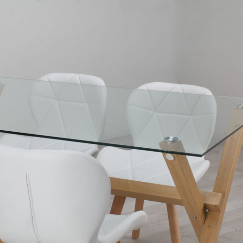 Comedor Moderno Mesa Xinia 140x90 + 4 Sillones Rubik Blanco Blanco