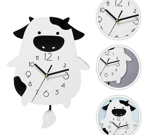 Relógio De Parede Em Forma De Vaca De Desenho Animado