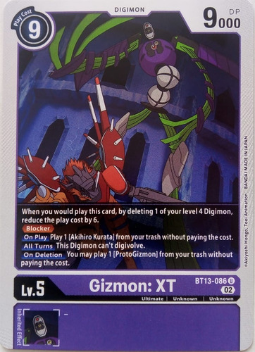 Digimon Tcg Gizmon: Xt Bt13-086 U