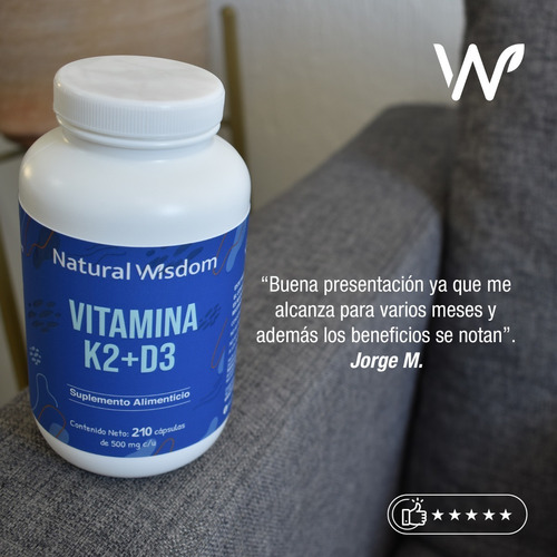 Vitamina K2 + D3 400ui + Vitamina A, Huesos Fuertes 210 Caps