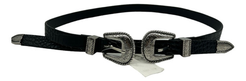 Cinturon Negro Doble Hebilla