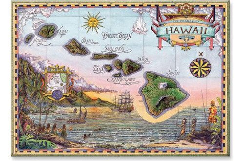 Imán Coleccionable Para Nevera Con Diseño De Arte Hawaiano,