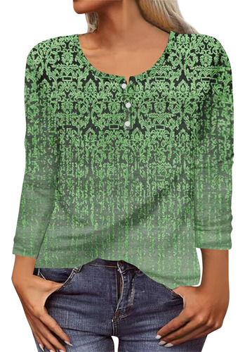 Sudadera Manga Larga Cuello Redondo Para Mujer Ropa Boton