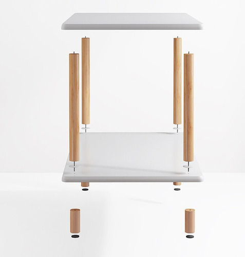Mesa Auxiliar Madera Con 3 Estantes Mesa Lateral Multiusos