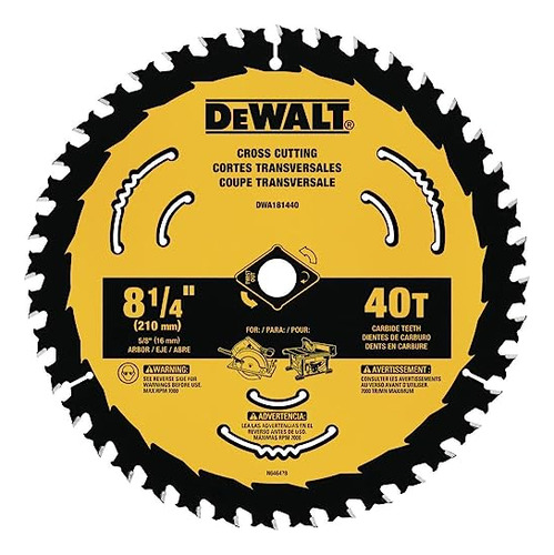 Hoja De Sierra Circular Dewalt, 8 1/4 Pulgadas, 40 Dientes,