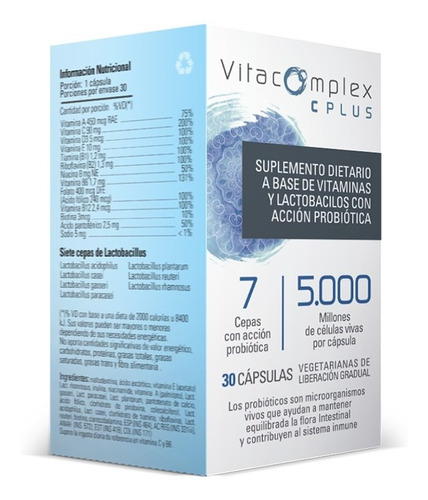 Probiótico Vegano Vitacomplex C Plus 7 Cepas + Vitaminas