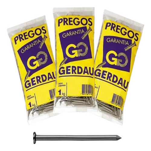 Prego Gerdau Com Cabeça 22x48 1kg - Embalagem Com 20 Unidade