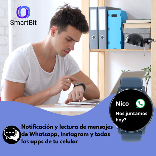 Reloj Smartwatch Hombre Smartbit S1 Pro 1.39 Azul Deportivo Redondo Compatible Con Android E Ios Llamadas Mensajes Elegante Unisex