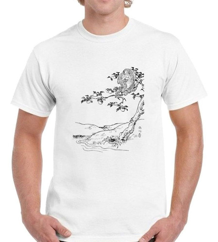 Remera De Hombre Dibujo Lapiz Arbol Hojas Paisaje