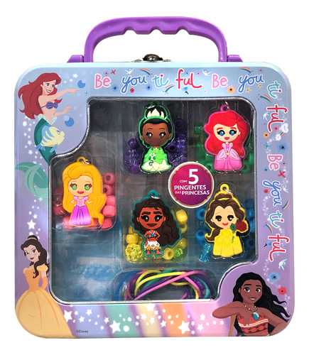 Valijita De Bijou Disney Princesa Kit Bijouterie 5 Colgantes