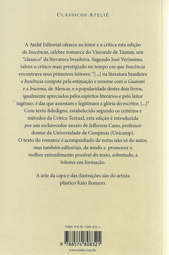 Inocência, de Taunay, Alfredo d'Escragnolle. Clássicos Ateliê (-), vol. -. Editorial Ateliê Editorial Ltda - EPP, capa mole em português, 2019