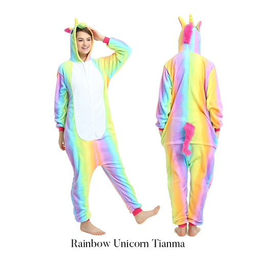 Imagem 2 de 3 de Unicórnio Pijama Macacão Kigurumi Arco Íris Pronta Entrega