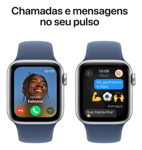 Apple Watch Se 2a Geração 40mm Gps Cx Prateado Pulseira Azul