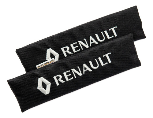 Protectores Cubre Cinturones Tela Negro Logo Renault Bordado