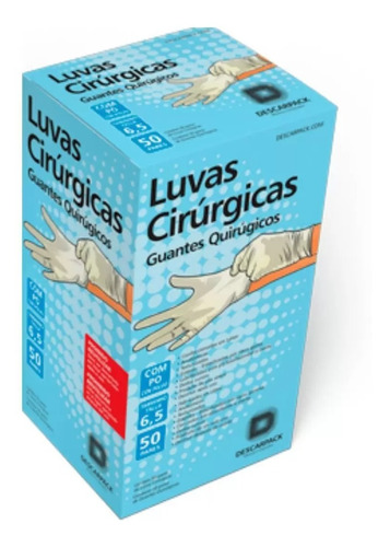 Luva Cirurgica Estéril Látex Descartável C/50 Descarpack