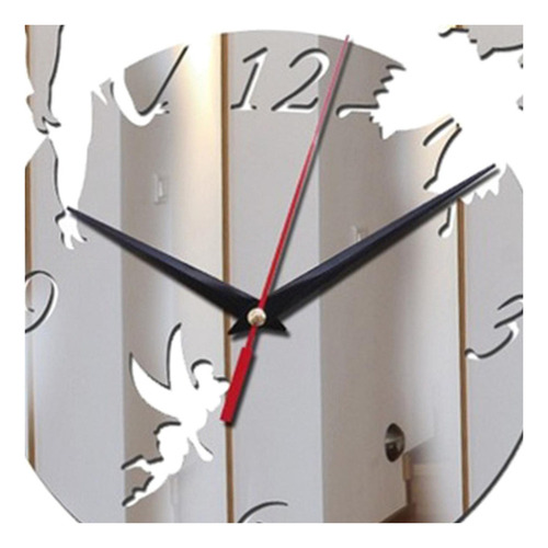 Reloj De Pared Con Espejo Mariposas Plateado Pegatinas Pared