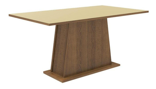 Juego De Comedor Con Mesa Y 6 Sillas Madesa Britney Mcs 01 Color Marron/Crema/Plata Diseño de la tela de las sillas Liso