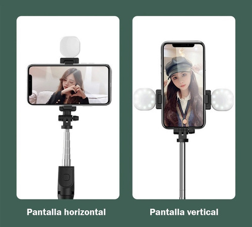 Imagen 7 de 10 de Palo Selfie Doble Luz Gimbal Control Bluetooth Tripode Usb